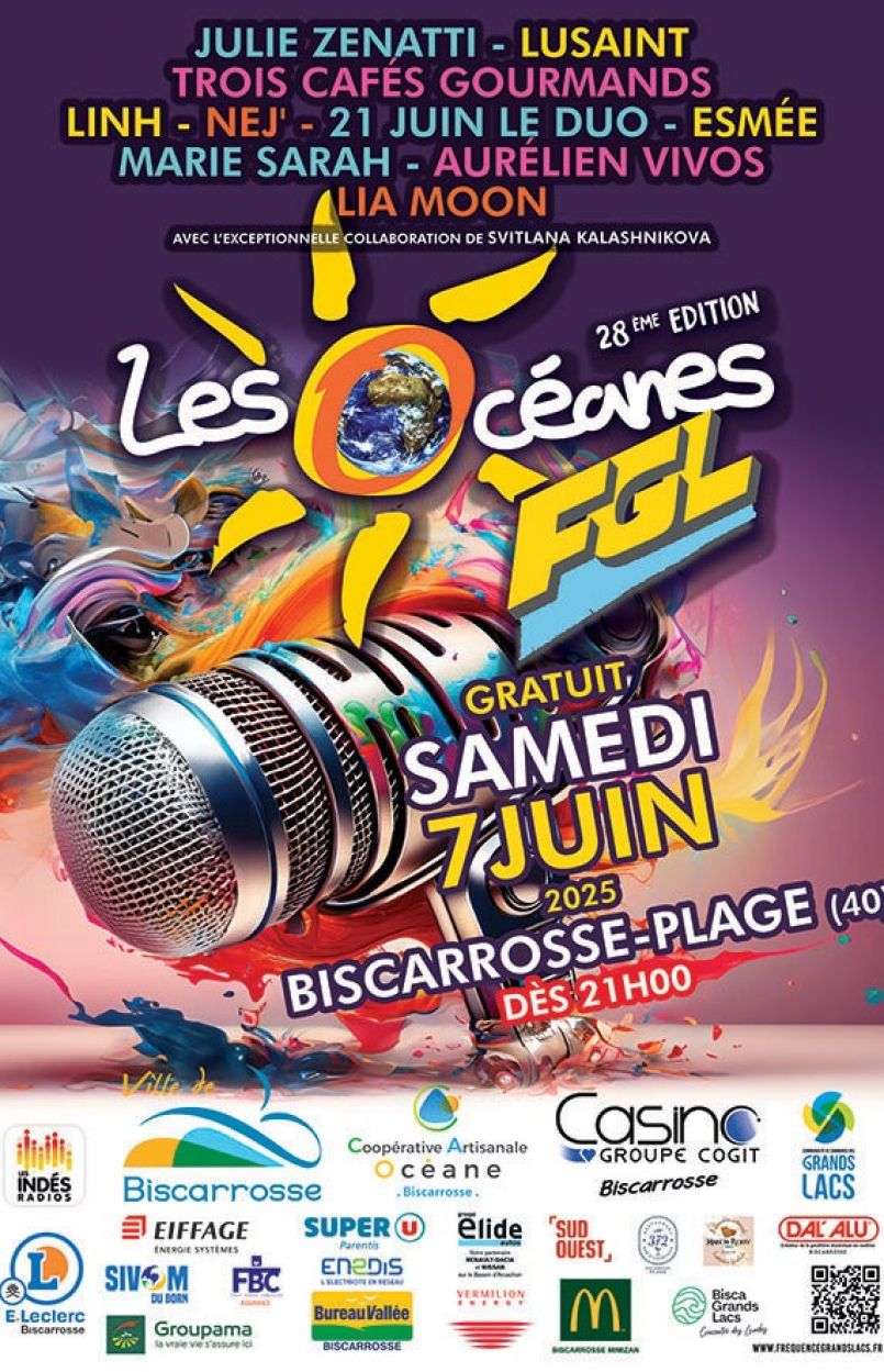 J-1 avant le grand soir ! La 28e dition des Ocanes FGL, cest demain, samedi 7 juin,  partir de 21h  Biscarrosse Plage avec une dizaine d'artistes prsents. Retour historique sur cet vnement qui marque le dbut de la saison estivale